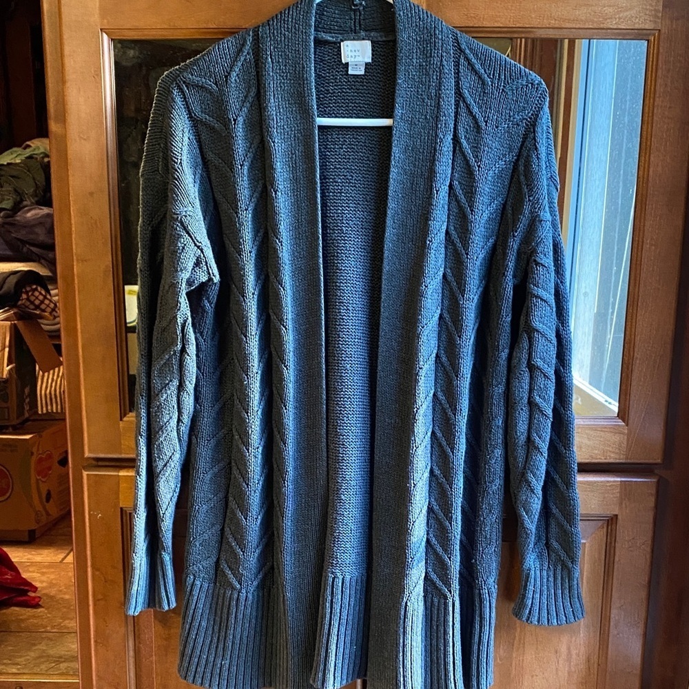 Size Small Charcoal Cable Knit Cozy Long Sleeve Cardigan Lagenlook Fall